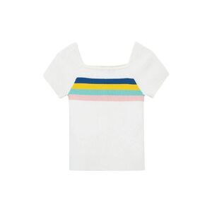 Truce Top Girls XL White Striped 100% Cotton Ribbed Square Neck Preppy JDM913